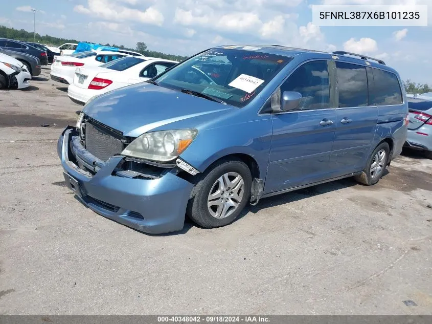 2006 Honda Odyssey Ex-L VIN: 5FNRL387X6B101235 Lot: 40348042