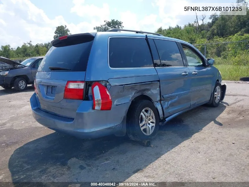 2006 Honda Odyssey Ex-L VIN: 5FNRL387X6B101235 Lot: 40348042