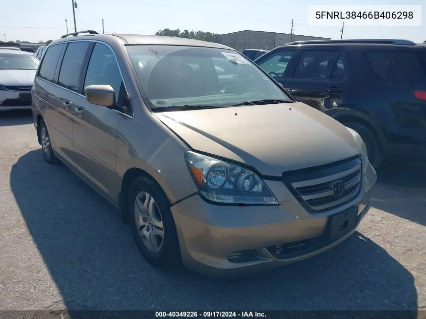 2006 Honda Odyssey Ex VIN: 5FNRL38466B406298 Lot: 40349226