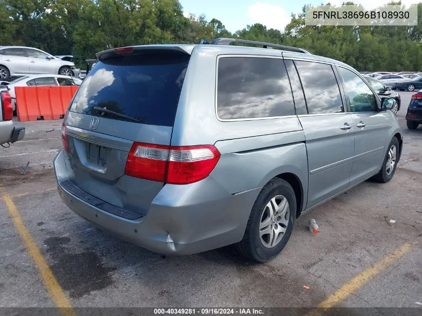 2006 Honda Odyssey Ex-L VIN: 5FNRL38696B108930 Lot: 40349281