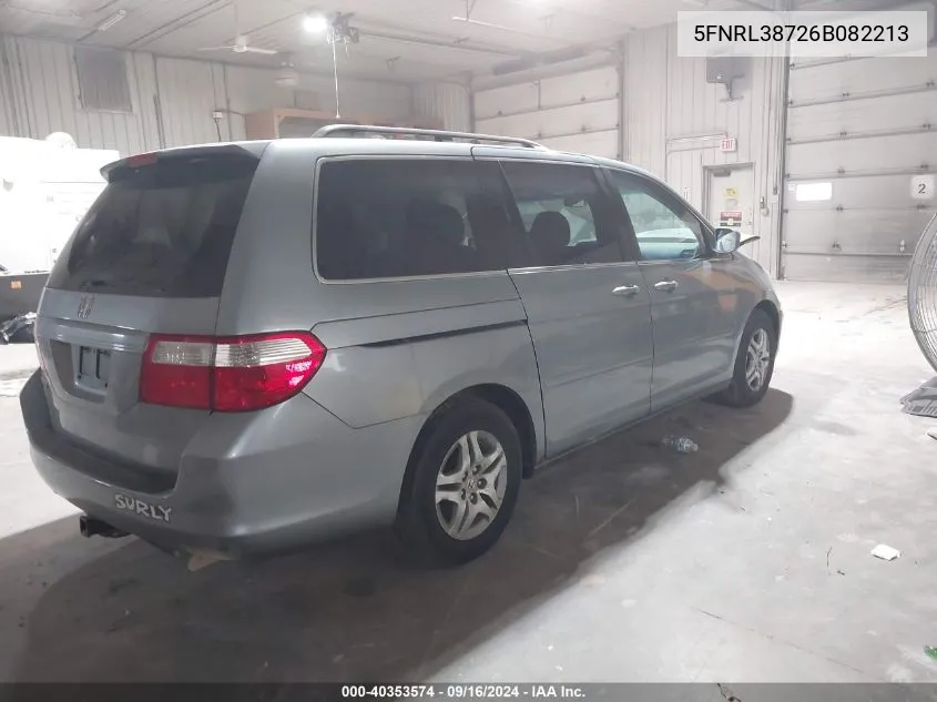 2006 Honda Odyssey Ex-L VIN: 5FNRL38726B082213 Lot: 40353574