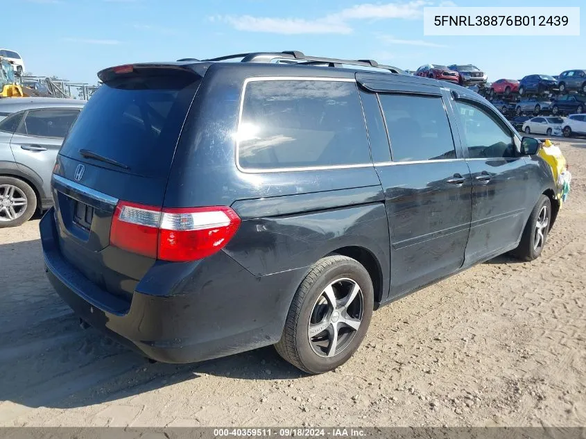 2006 Honda Odyssey Touring VIN: 5FNRL38876B012439 Lot: 40359511