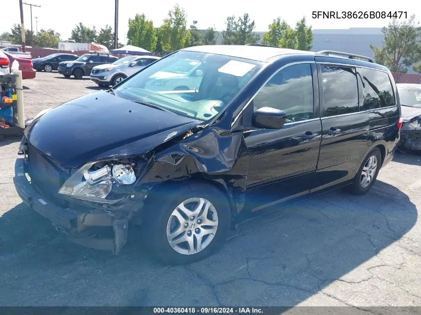 2006 Honda Odyssey Ex-L VIN: 5FNRL38626B084471 Lot: 40360418