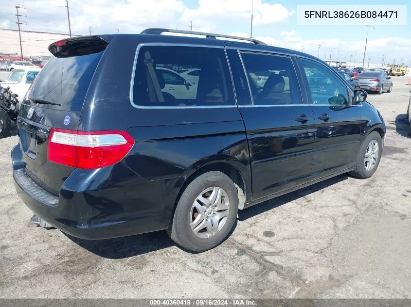 2006 Honda Odyssey Ex-L VIN: 5FNRL38626B084471 Lot: 40360418