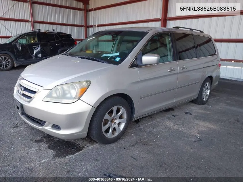 2006 Honda Odyssey Ex-L VIN: 5FNRL38626B083515 Lot: 40365846