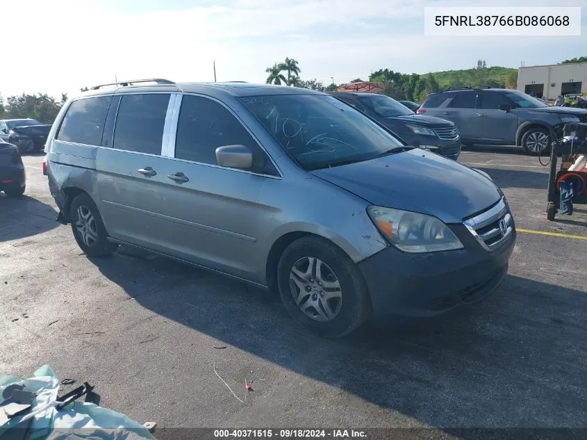 2006 Honda Odyssey Exl VIN: 5FNRL38766B086068 Lot: 40371515