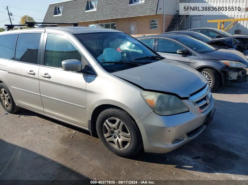 2006 Honda Odyssey Touring VIN: 5FNRL38836B035510 Lot: 40377935