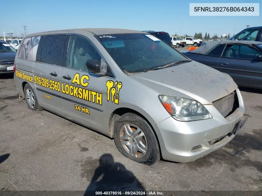 5FNRL38276B064343 2006 Honda Odyssey Lx