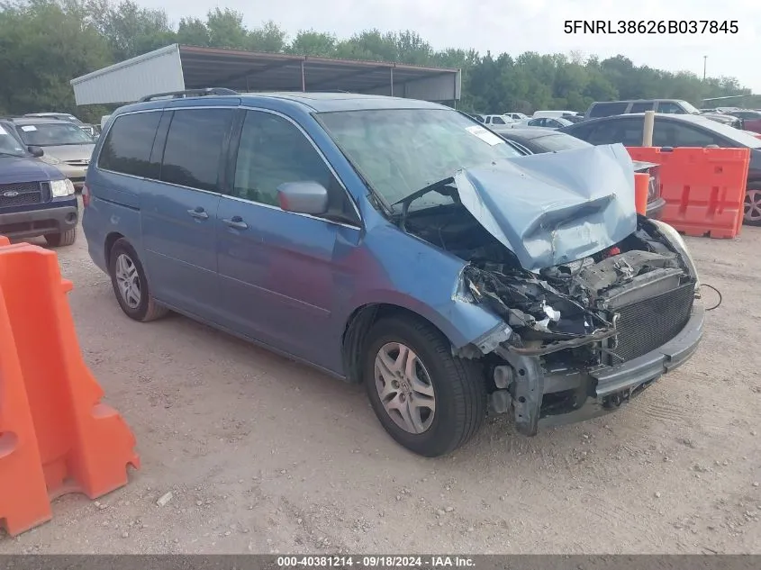 5FNRL38626B037845 2006 Honda Odyssey Ex-L