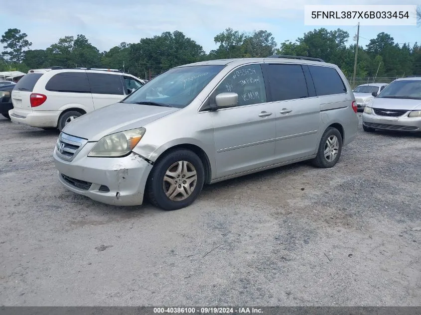 2006 Honda Odyssey Ex-L VIN: 5FNRL387X6B033454 Lot: 40386100