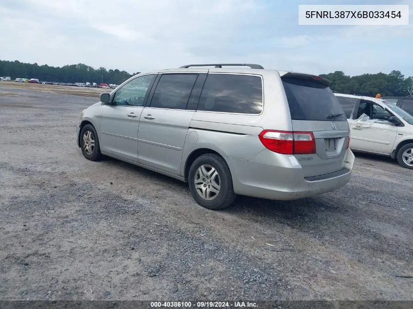 2006 Honda Odyssey Ex-L VIN: 5FNRL387X6B033454 Lot: 40386100