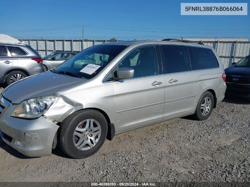 2006 Honda Odyssey Touring VIN: 5FNRL38876B066064 Lot: 40395093