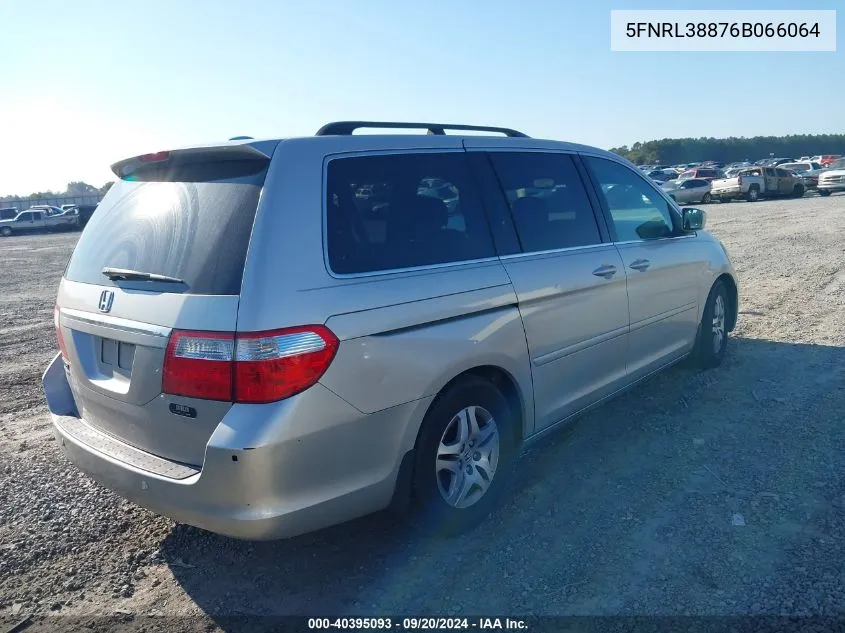 2006 Honda Odyssey Touring VIN: 5FNRL38876B066064 Lot: 40395093