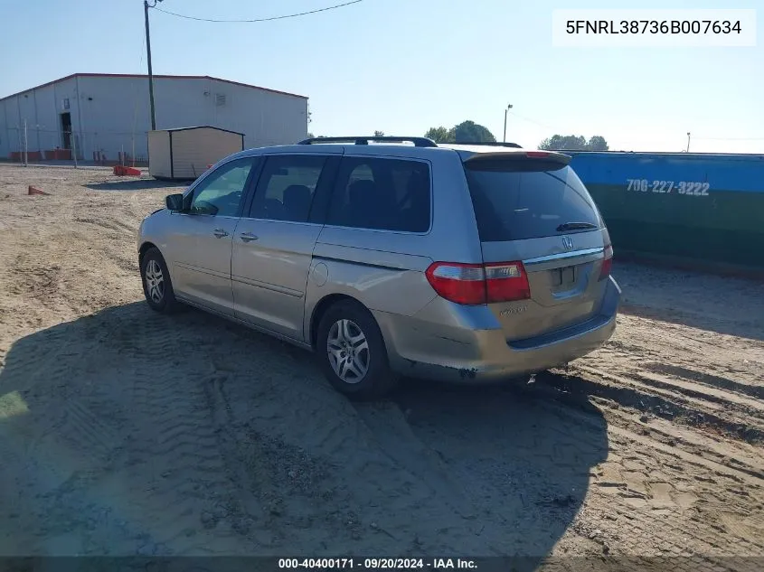 2006 Honda Odyssey Ex-L VIN: 5FNRL38736B007634 Lot: 40400171