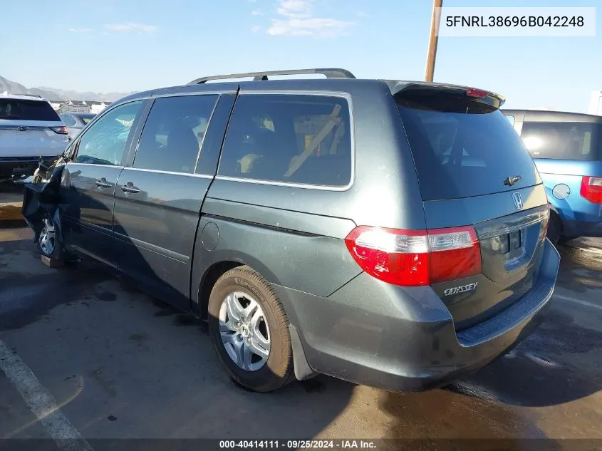 2006 Honda Odyssey Ex-L VIN: 5FNRL38696B042248 Lot: 40414111