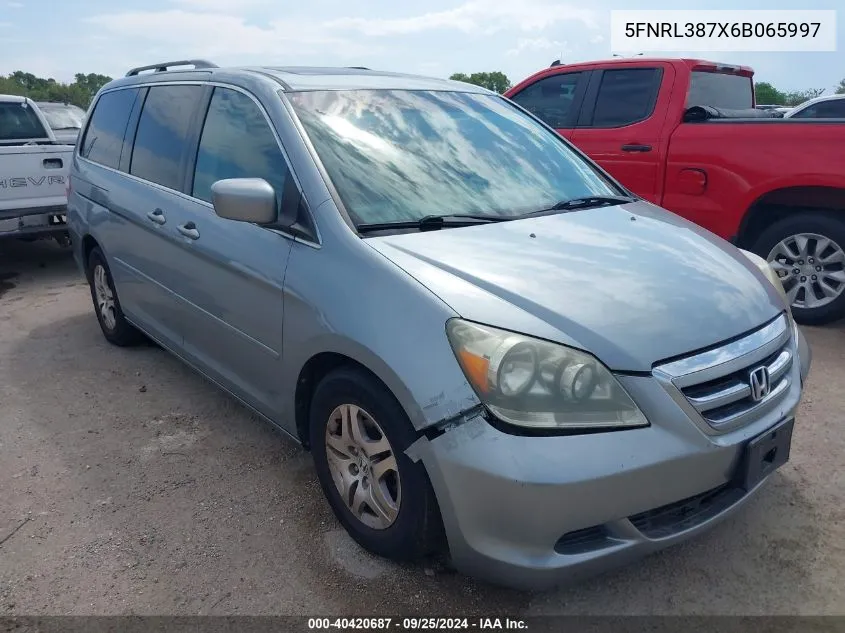 2006 Honda Odyssey Ex-L VIN: 5FNRL387X6B065997 Lot: 40420687