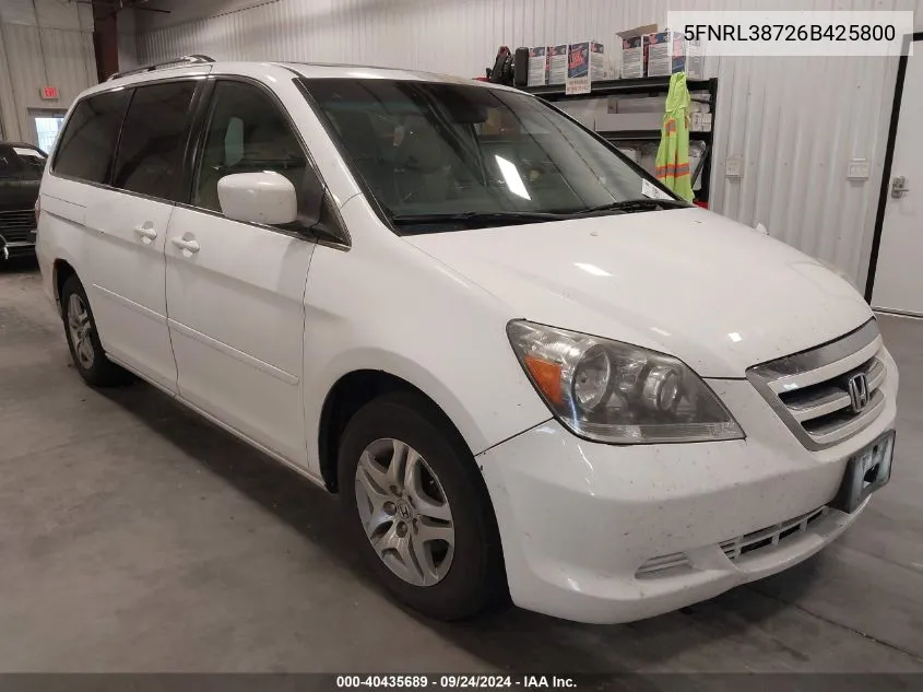 2006 Honda Odyssey Ex-L VIN: 5FNRL38726B425800 Lot: 40435689