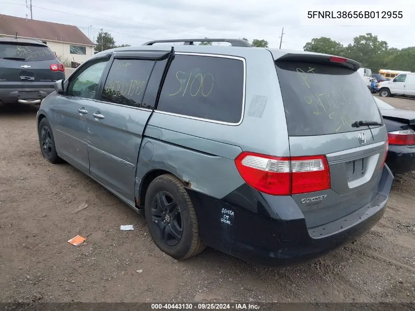 2006 Honda Odyssey Ex-L VIN: 5FNRL38656B012955 Lot: 40443130