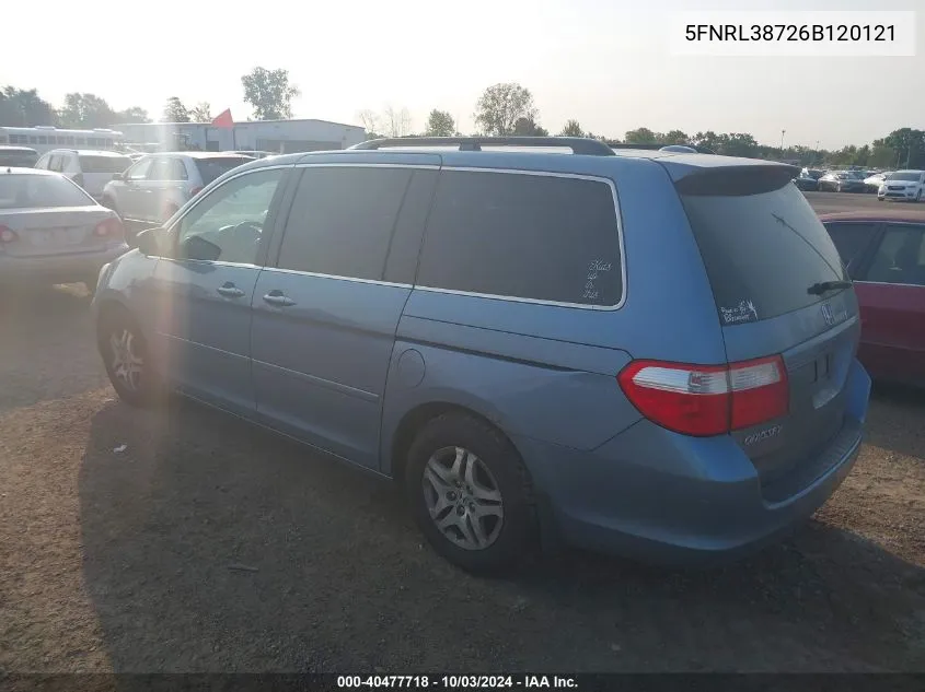 2006 Honda Odyssey Ex-L VIN: 5FNRL38726B120121 Lot: 40477718