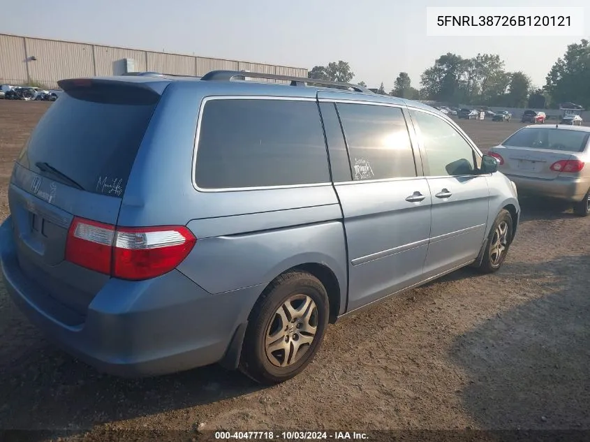 2006 Honda Odyssey Ex-L VIN: 5FNRL38726B120121 Lot: 40477718