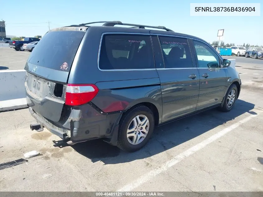 5FNRL38736B436904 2006 Honda Odyssey Ex-L