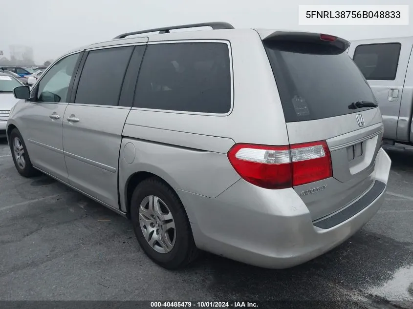 2006 Honda Odyssey Ex-L VIN: 5FNRL38756B048833 Lot: 40485479