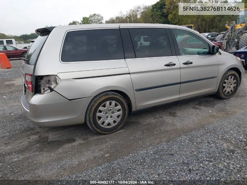 5FNRL38276B114626 2006 Honda Odyssey Lx