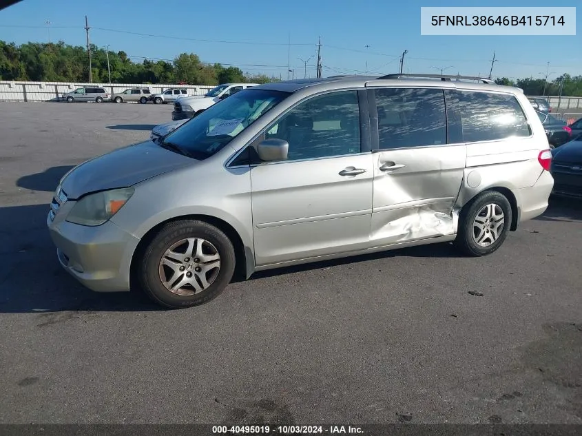 2006 Honda Odyssey Ex-L VIN: 5FNRL38646B415714 Lot: 40495019