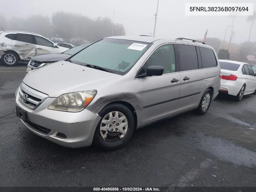 2006 Honda Odyssey Lx VIN: 5FNRL38236B097694 Lot: 40495856