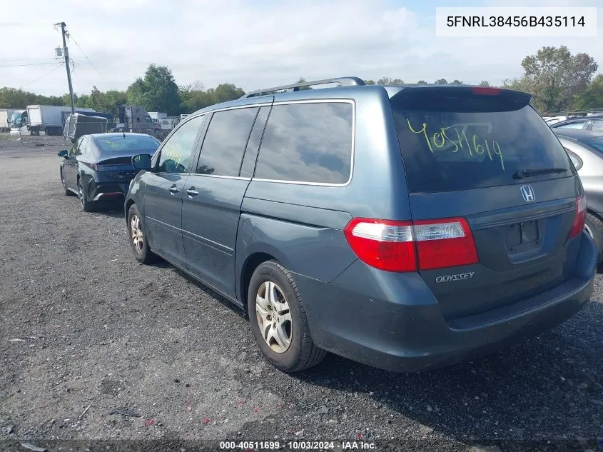 2006 Honda Odyssey Ex VIN: 5FNRL38456B435114 Lot: 40511699