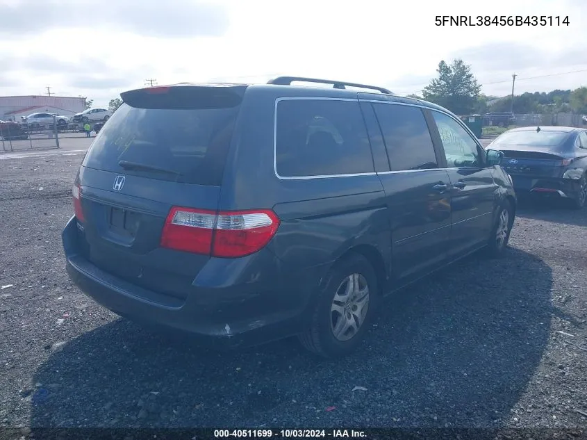 5FNRL38456B435114 2006 Honda Odyssey Ex