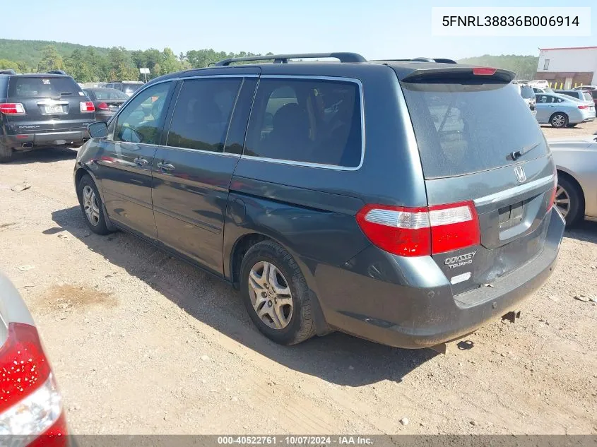 2006 Honda Odyssey Touring VIN: 5FNRL38836B006914 Lot: 40522761