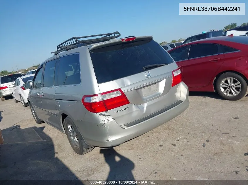 5FNRL38706B442241 2006 Honda Odyssey Ex-L