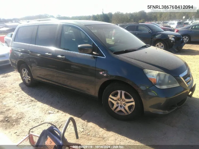 2006 Honda Odyssey Ex-L VIN: 5FNRL38676B412094 Lot: 40529119