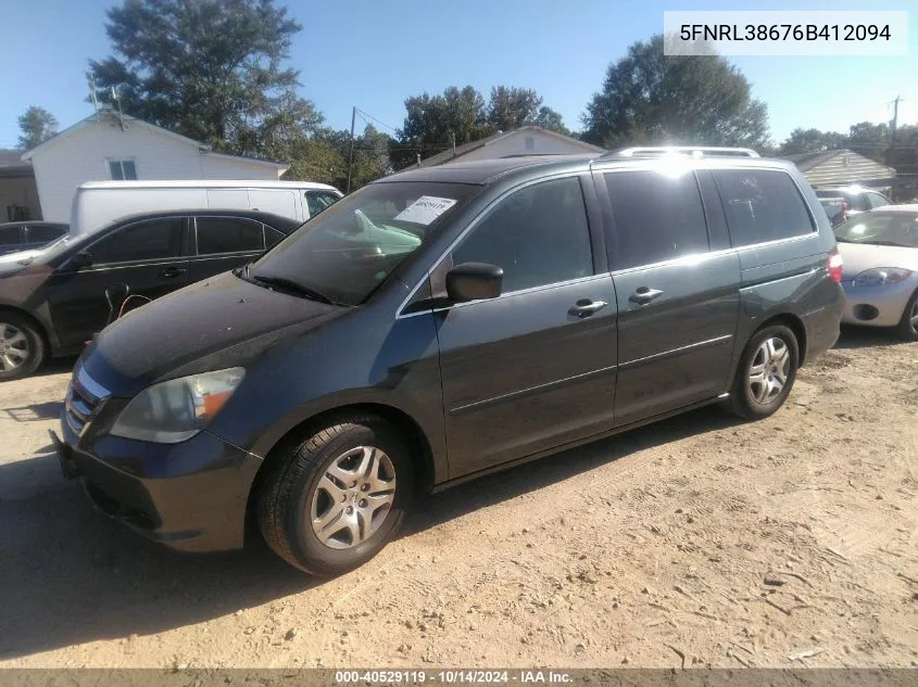 2006 Honda Odyssey Ex-L VIN: 5FNRL38676B412094 Lot: 40529119