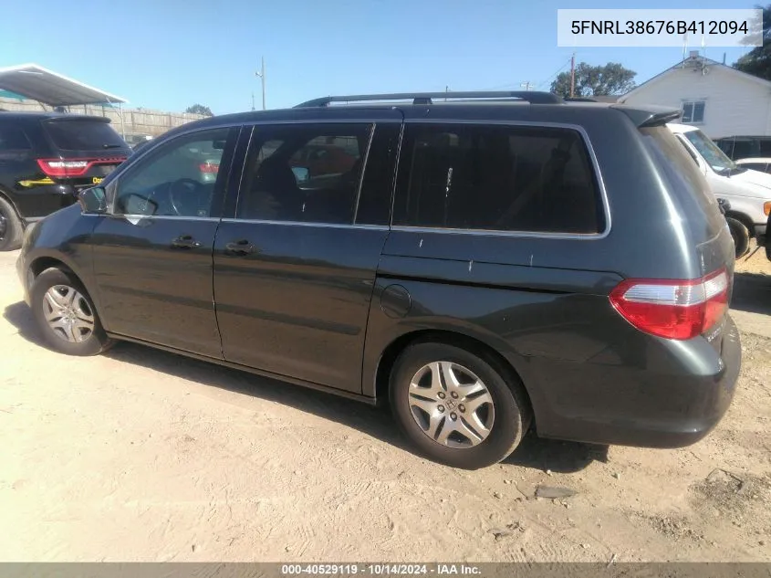 2006 Honda Odyssey Ex-L VIN: 5FNRL38676B412094 Lot: 40529119