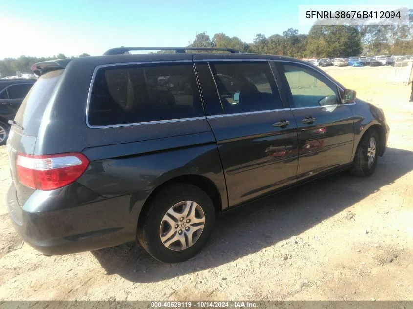 2006 Honda Odyssey Ex-L VIN: 5FNRL38676B412094 Lot: 40529119