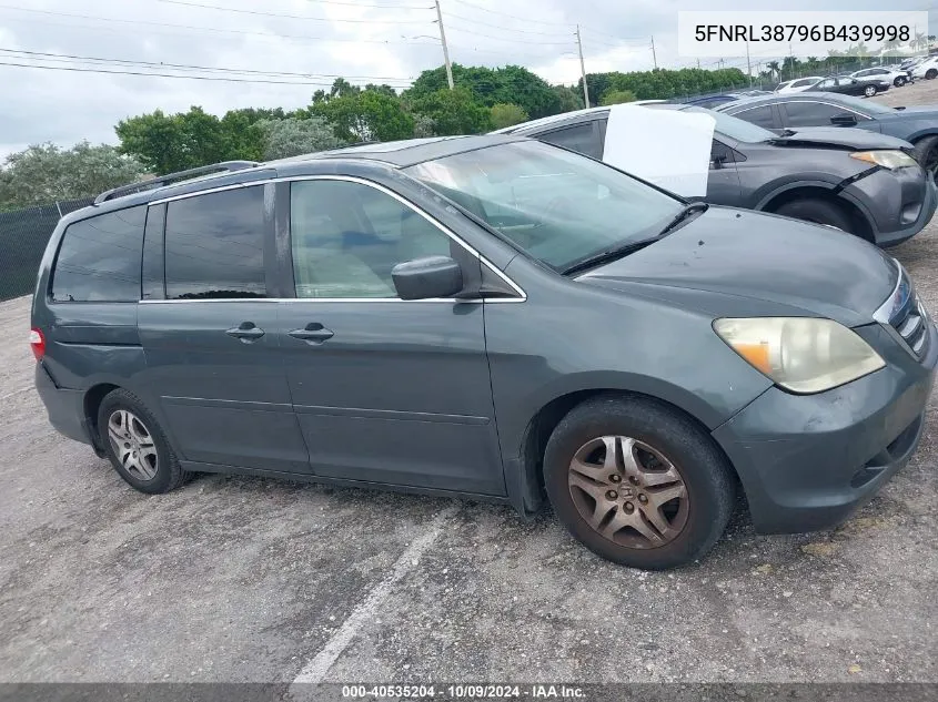 2006 Honda Odyssey Ex-L VIN: 5FNRL38796B439998 Lot: 40535204