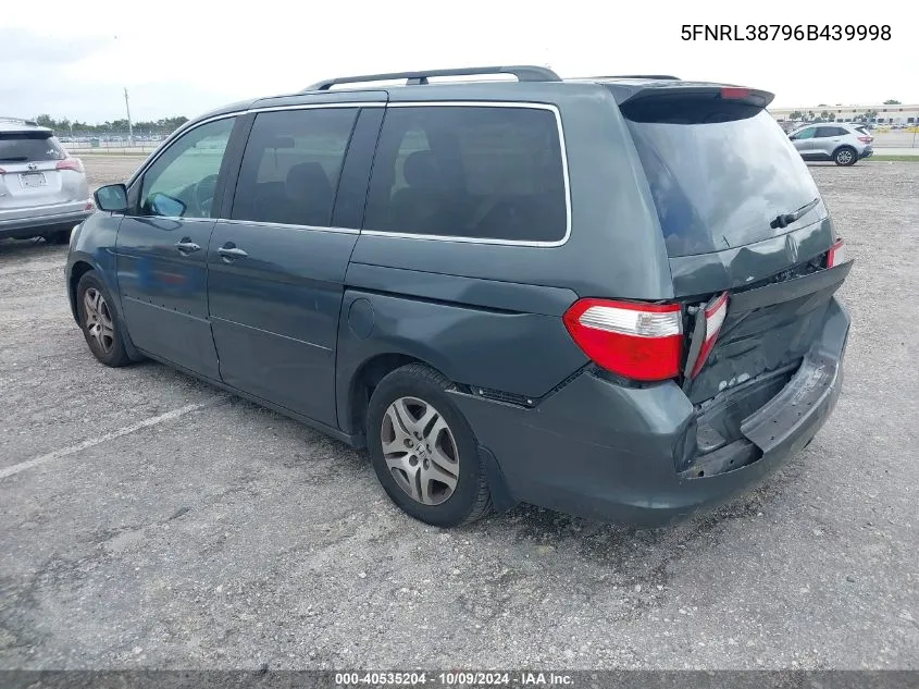 2006 Honda Odyssey Ex-L VIN: 5FNRL38796B439998 Lot: 40535204