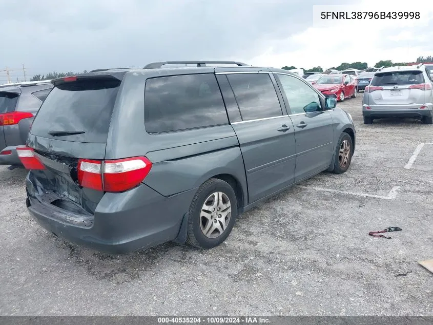 2006 Honda Odyssey Ex-L VIN: 5FNRL38796B439998 Lot: 40535204