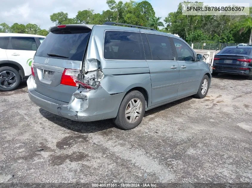 2006 Honda Odyssey Exl VIN: 5FNRL38786B036367 Lot: 40537351