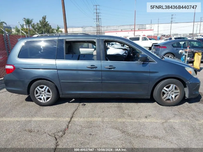 2006 Honda Odyssey Ex VIN: 5FNRL38436B440747 Lot: 40537947