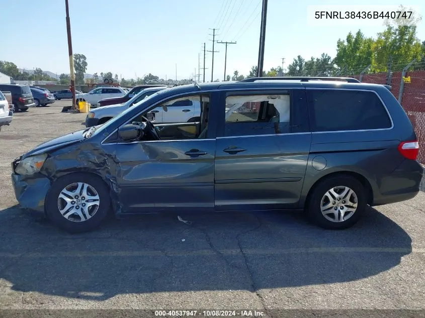 2006 Honda Odyssey Ex VIN: 5FNRL38436B440747 Lot: 40537947