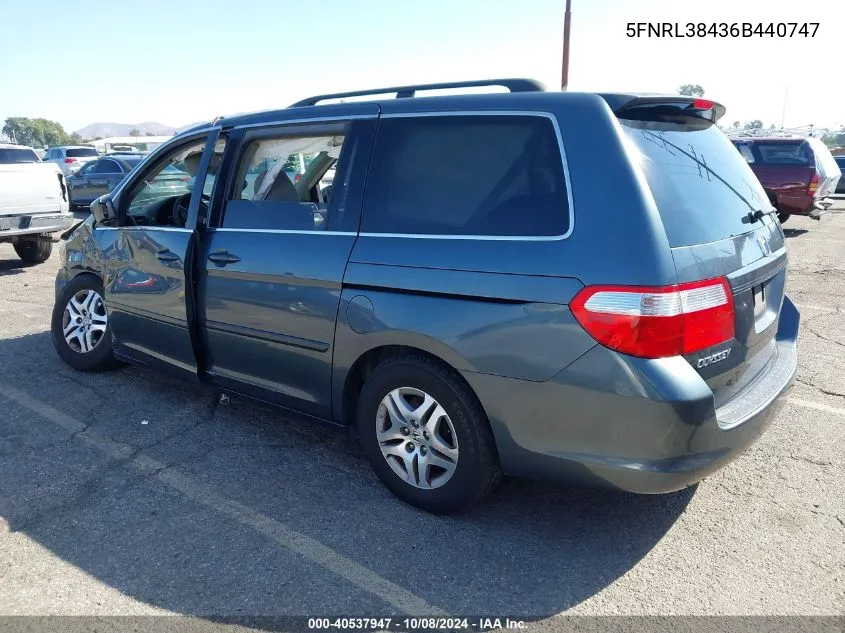 2006 Honda Odyssey Ex VIN: 5FNRL38436B440747 Lot: 40537947