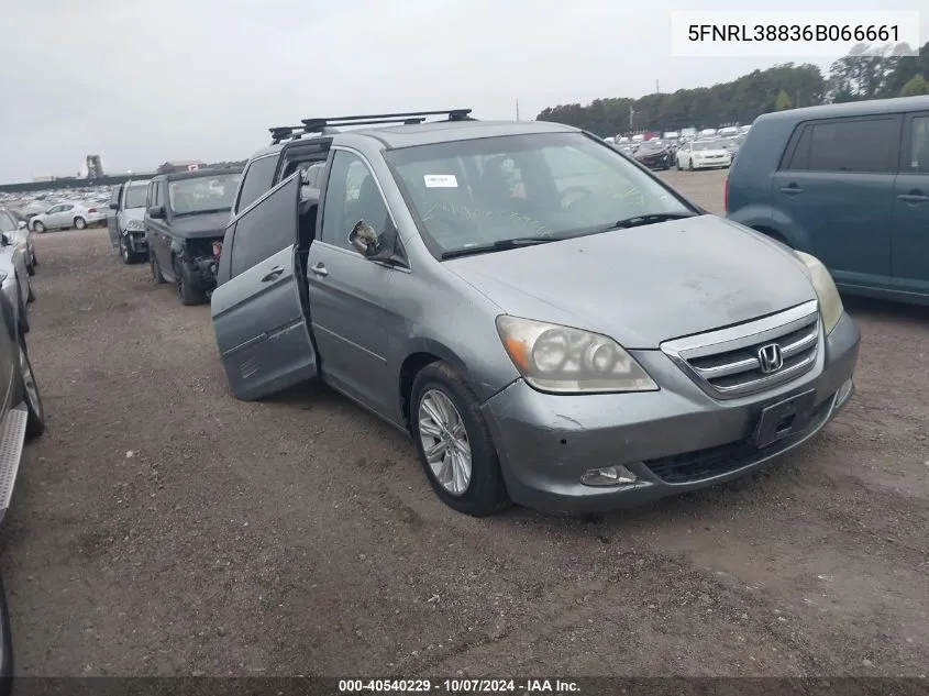 2006 Honda Odyssey Touring VIN: 5FNRL38836B066661 Lot: 40540229