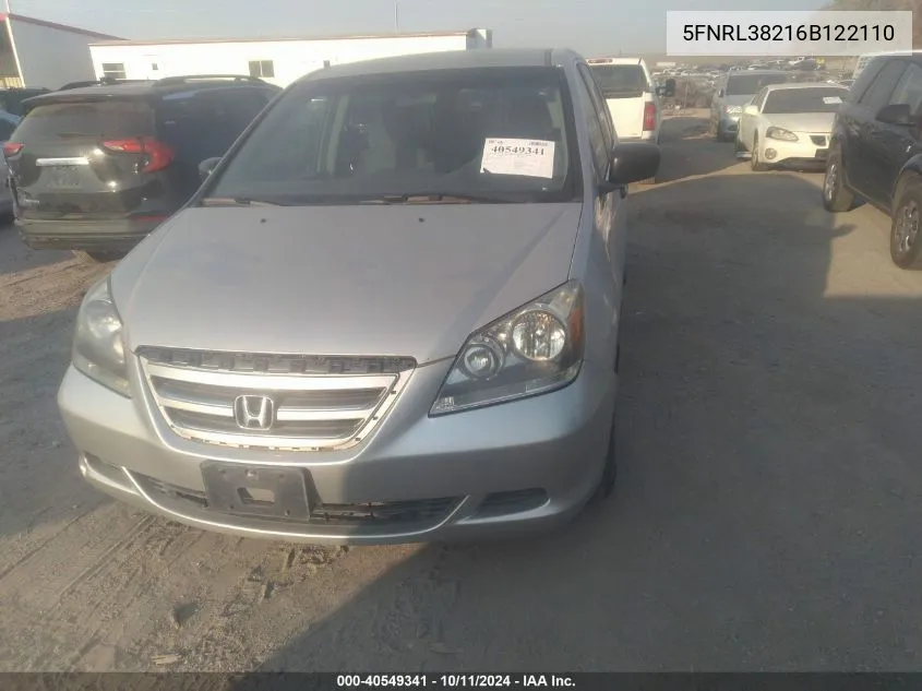 5FNRL38216B122110 2006 Honda Odyssey Lx