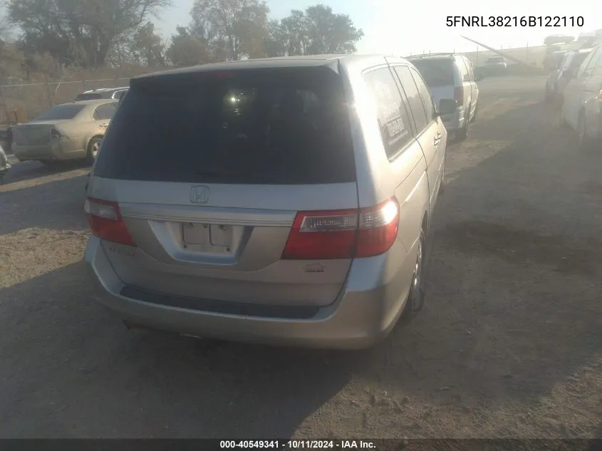 5FNRL38216B122110 2006 Honda Odyssey Lx