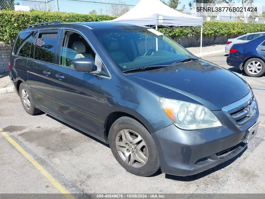 2006 Honda Odyssey Ex-L VIN: 5FNRL38776B021424 Lot: 40549676