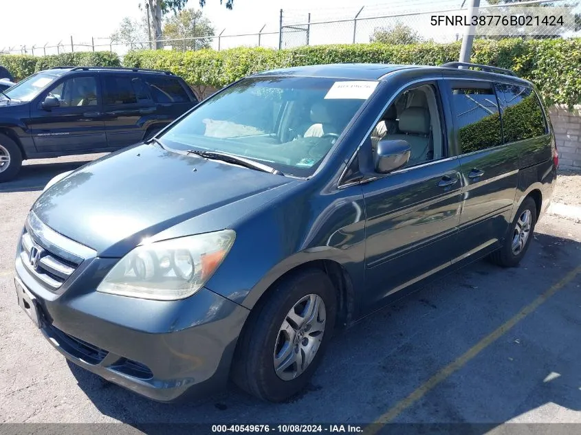 2006 Honda Odyssey Ex-L VIN: 5FNRL38776B021424 Lot: 40549676