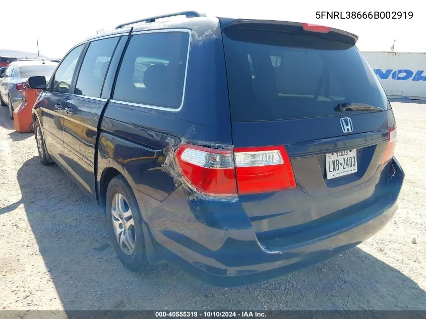 5FNRL38666B002919 2006 Honda Odyssey Ex-L